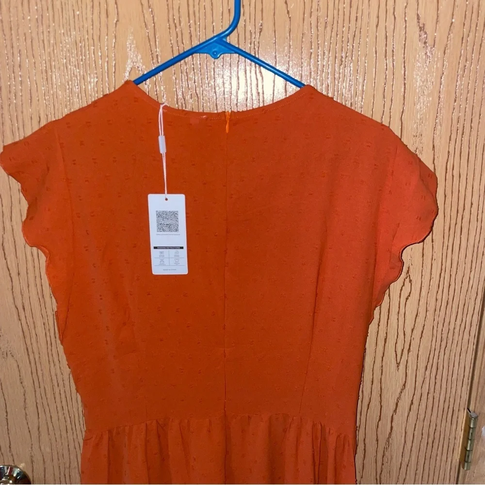 Amazon Orange Flutter Sleeve Maxi Dress - New - Picture 2 of 7